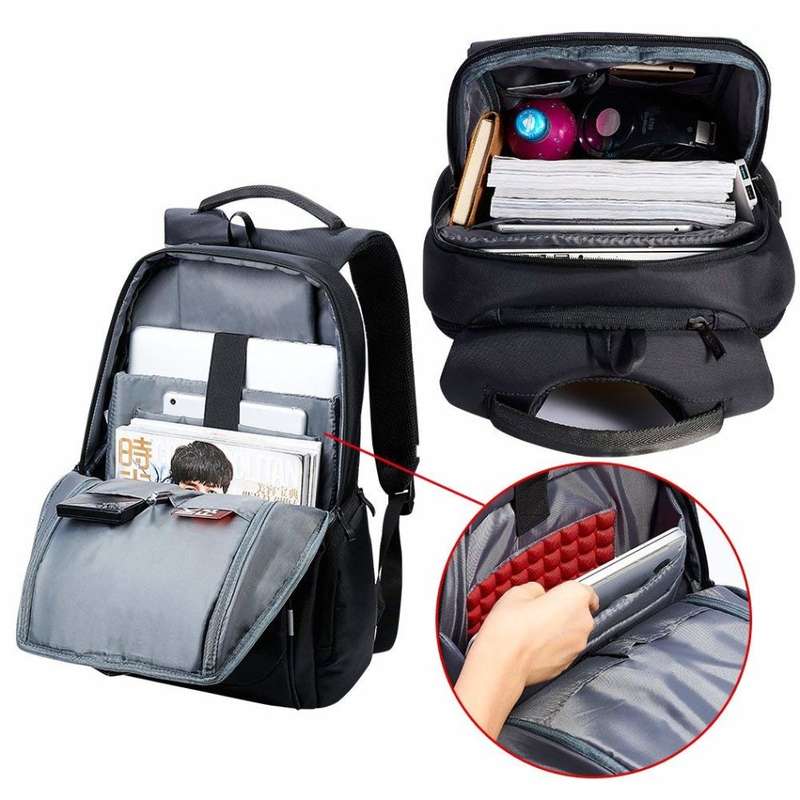 Anti-Theft USB Backpack with Reflective Strips & Multiple Storage Compartments