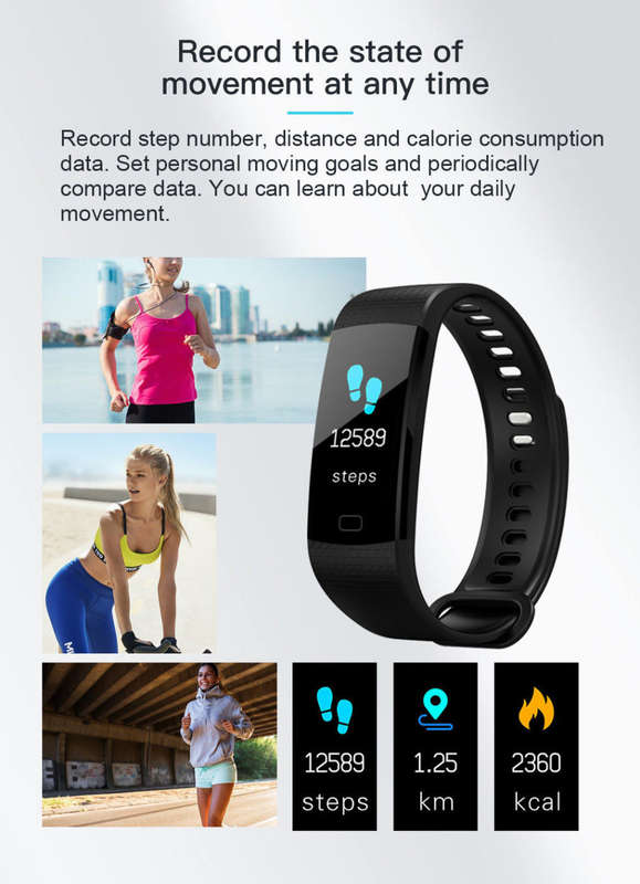 Bluetooth Smart Fitness Tracker with Heart Rate & Blood Pressure Monitor, Pedometer, Sleep Monitor