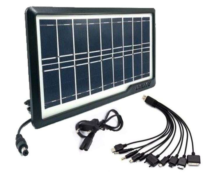Home Solar System - Battery Control Unit, 3 LED Lamps, Solar Panel, Remote & 10 in 1 Charging Cable