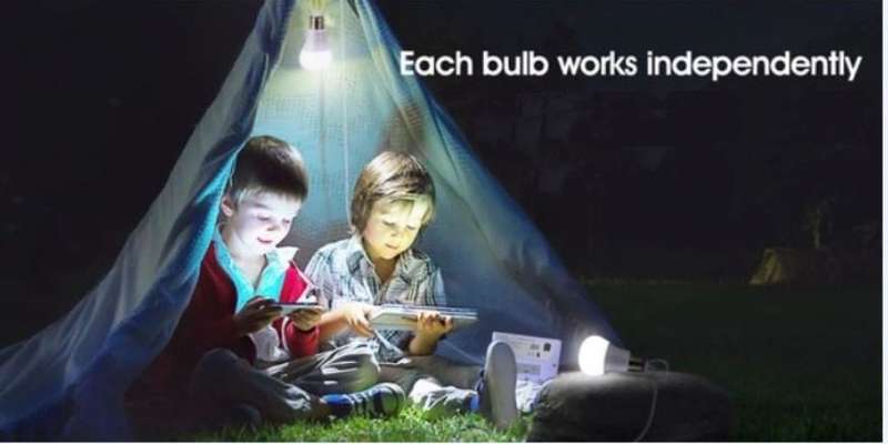 Home Solar System - Battery Control Unit, 3 LED Lamps, Solar Panel, Remote & 10 in 1 Charging Cable