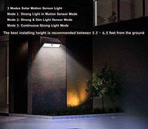 48 LED Solar Power Wall Light, PIR Motion Sensor, Waterproof, Night Sensor & Eco-friendly