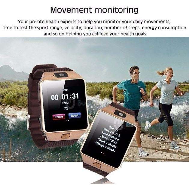 Smart Watch Phone, Support SIM CARD, Bluetooth, Camera, Sleep Monitor, SD Card, MP3, Pedometer etc.