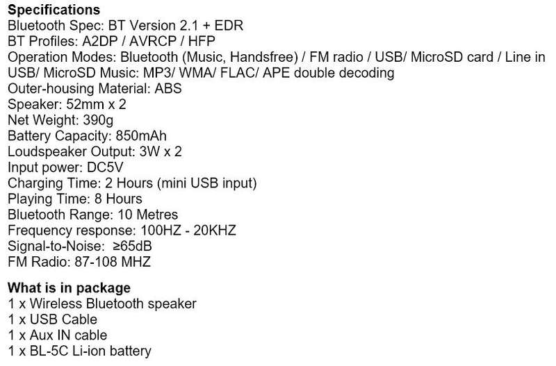 FM Radio Super Bass Bluetooth Speaker with 3D Dynamic Sound Technology , Support SD Card, USB etc.
