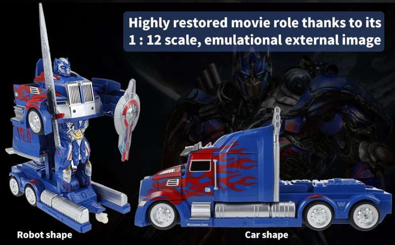 2.4Ghz R/C Optimus Prime Transformer Robot Truck, Xenon lights, 360° turn, one-key deformation