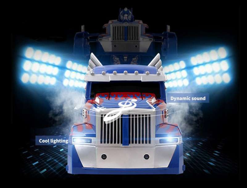 2.4Ghz R/C Optimus Prime Transformer Robot Truck, Xenon lights, 360° turn, one-key deformation