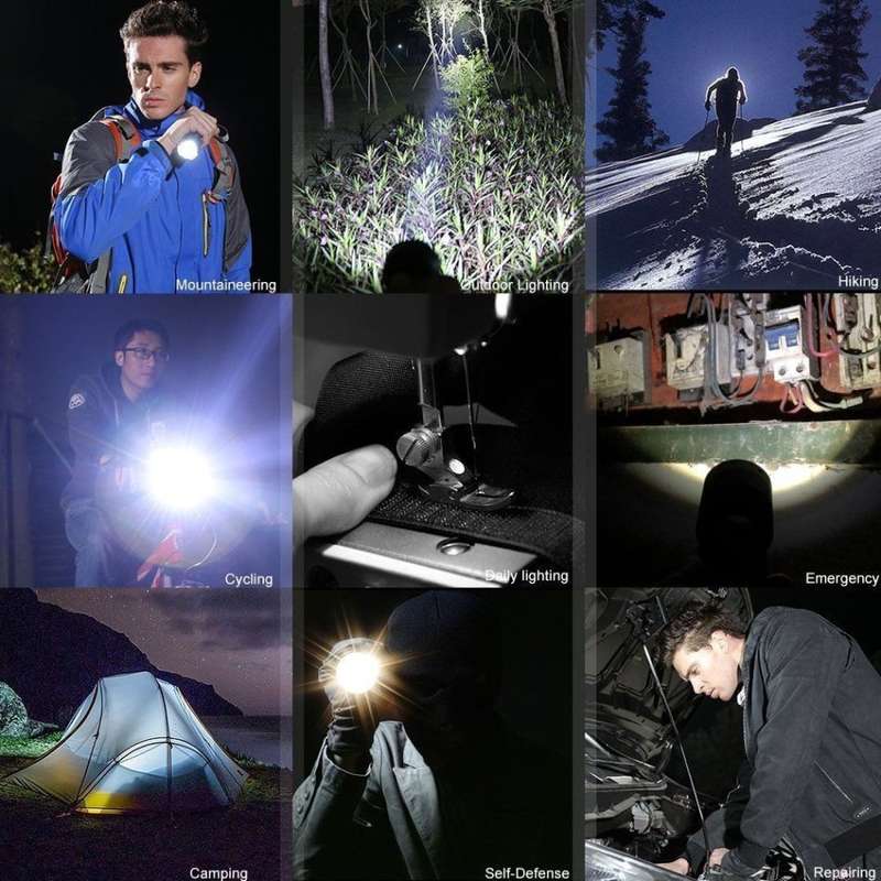 Tactical Swat Rechargeable Zoom able LED Flashlight, Battery, Charger, Car Charger & Safety Wand