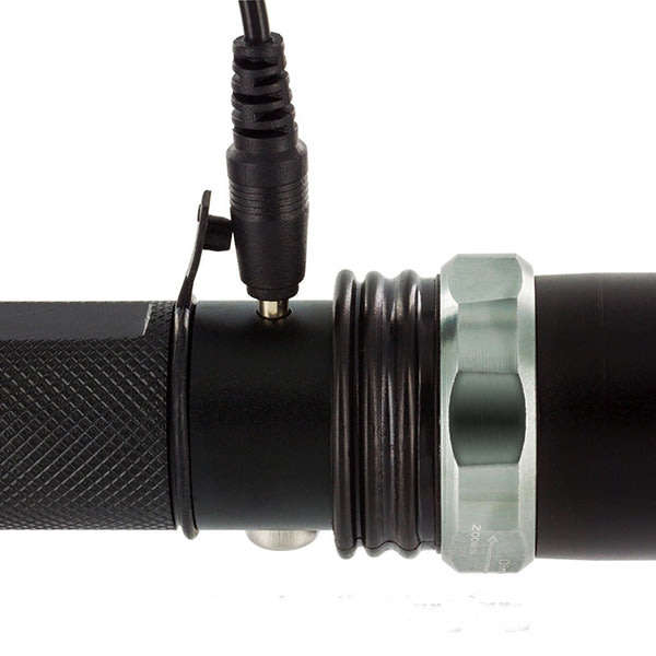 Tactical Swat Rechargeable Zoom able LED Flashlight, Battery, Charger, Car Charger & Safety Wand