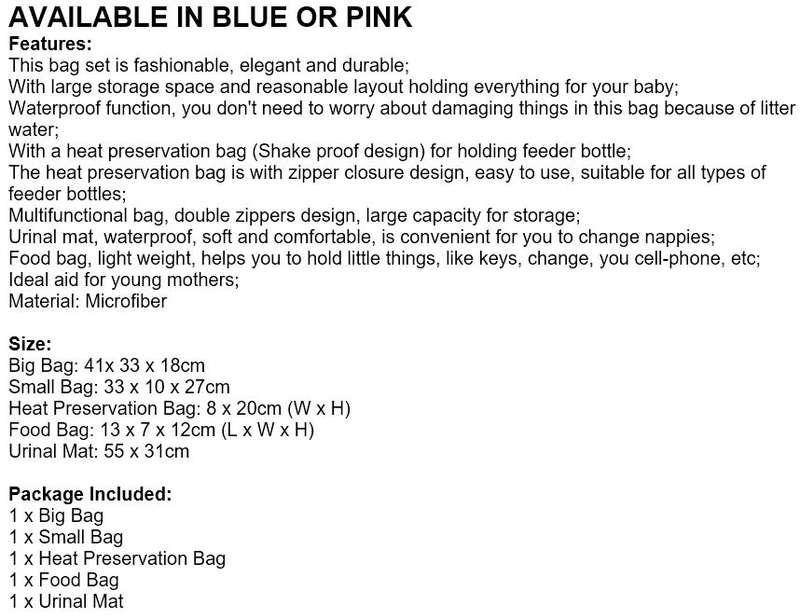Multi-functional 5 in 1 Baby Bag Set - Waterproof, elegant and durable