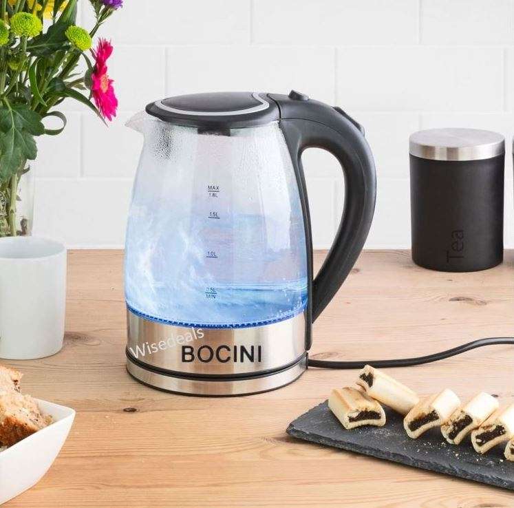 Cordless Electric Modern Glass Kettle with 1.8L Capacity and LED light