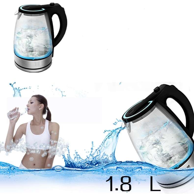 Cordless Electric Modern Glass Kettle with 1.8L Capacity and LED light