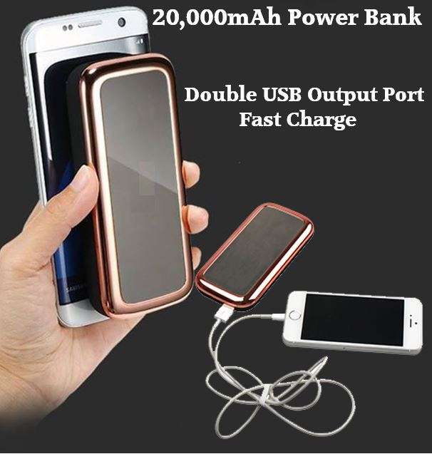 Fast Charge, 20 000mAh Power Bank for Charging of Electronic Devices, Dual USB Ports