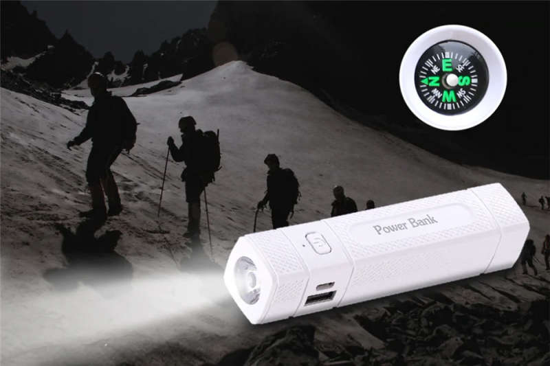 3in1 5600mAh Fast Charge Power bank with 4 modes flashlight and compass