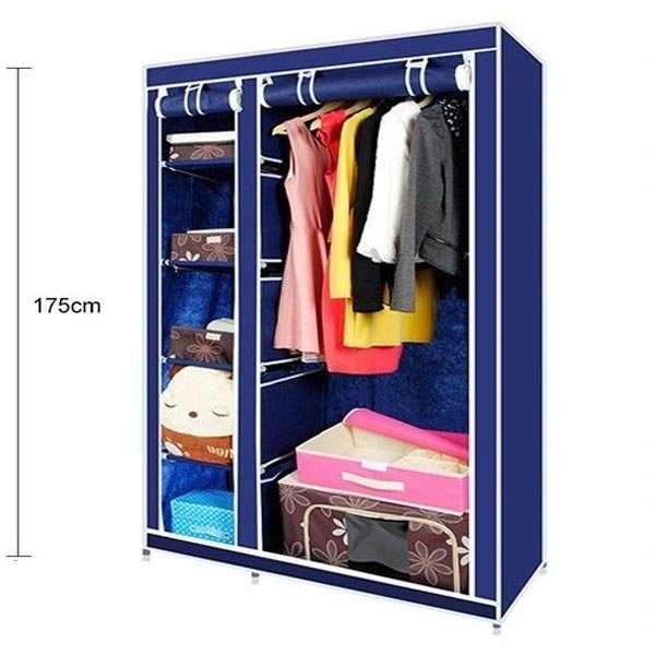 Portable Canvas Wardrobe with 5 Shelves to neatly store your necessities