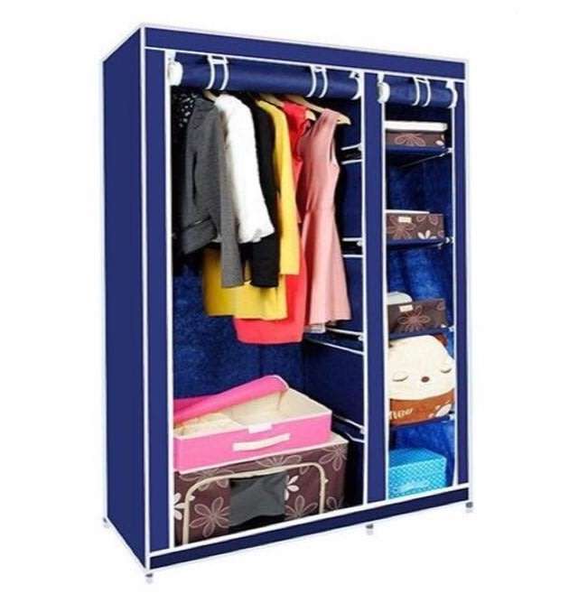 Portable Canvas Wardrobe with 5 Shelves to neatly store your necessities
