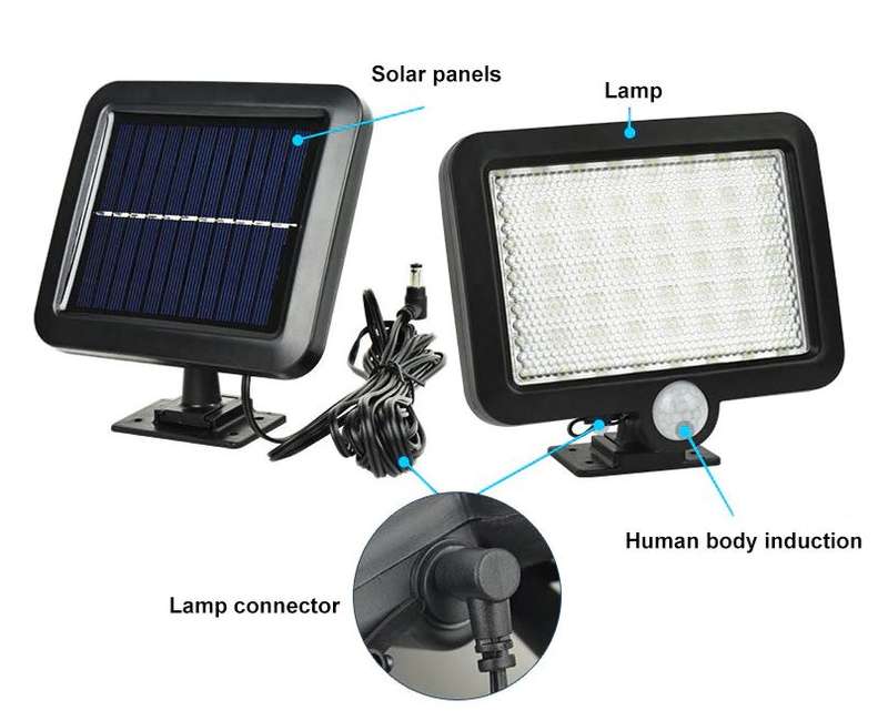 56 LED Multi functional SOLAR Energy PIR Motion Sensor Detection Flood Light Kit