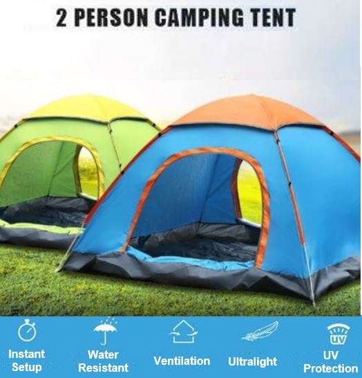 2 Man Tent in Zipper Bag - Lightweight & Easy to Install (200 X 150 X 110 cm)