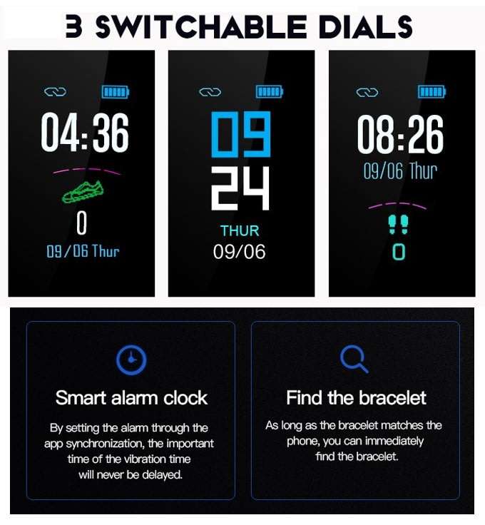 Bluetooth Fitness Tracker Smart Watch - Monitor Heart Rate, Blood Pressure, Blood Oxygen, Pedometer