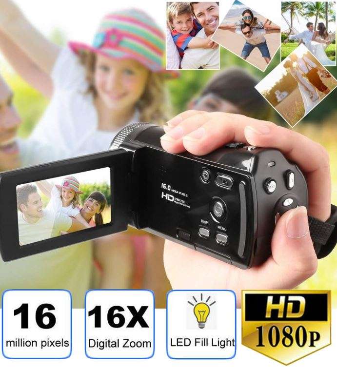 Digital Video Camcorder Camera - 1080P 2.7 Inches TFT LCD Screen 16X Zoom, 16MP, Night Vision