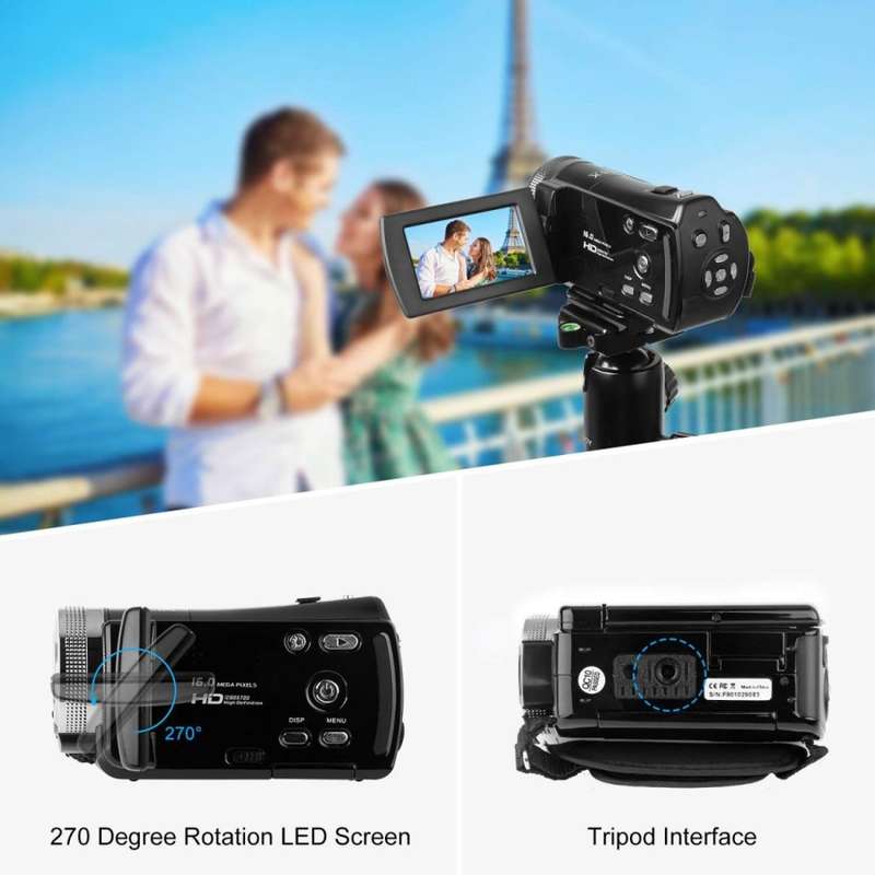 Digital Video Camcorder Camera - 1080P 2.7 Inches TFT LCD Screen 16X Zoom, 16MP, Night Vision