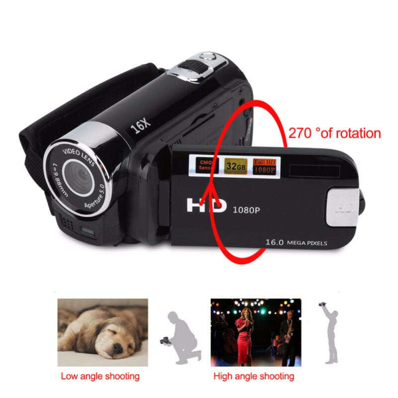 Digital Video Camcorder Camera - 1080P 2.7 Inches TFT LCD Screen 16X Zoom, 16MP, Night Vision