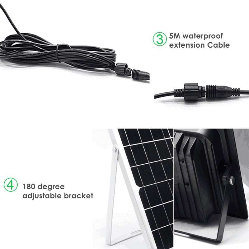 40W Super Bright LED Solar Flood Light With 5M Cable, Solar Panel & Remote Control