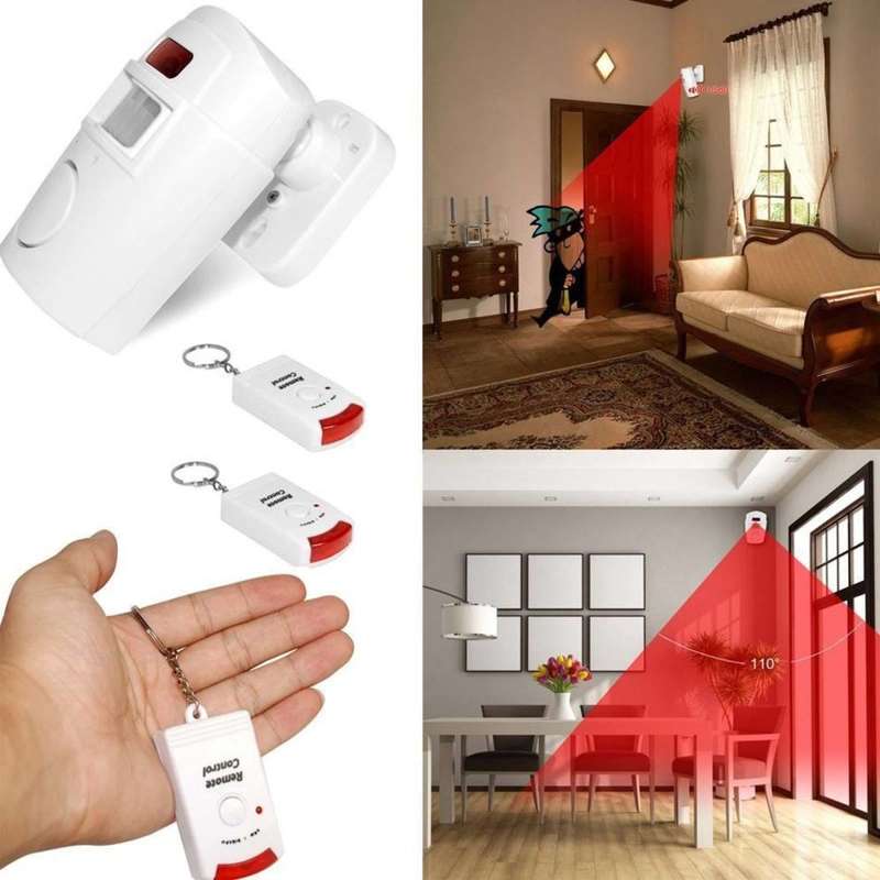 Wireless PIR Motion Sensor Alarm with 2 Remotes & Mount Bracket