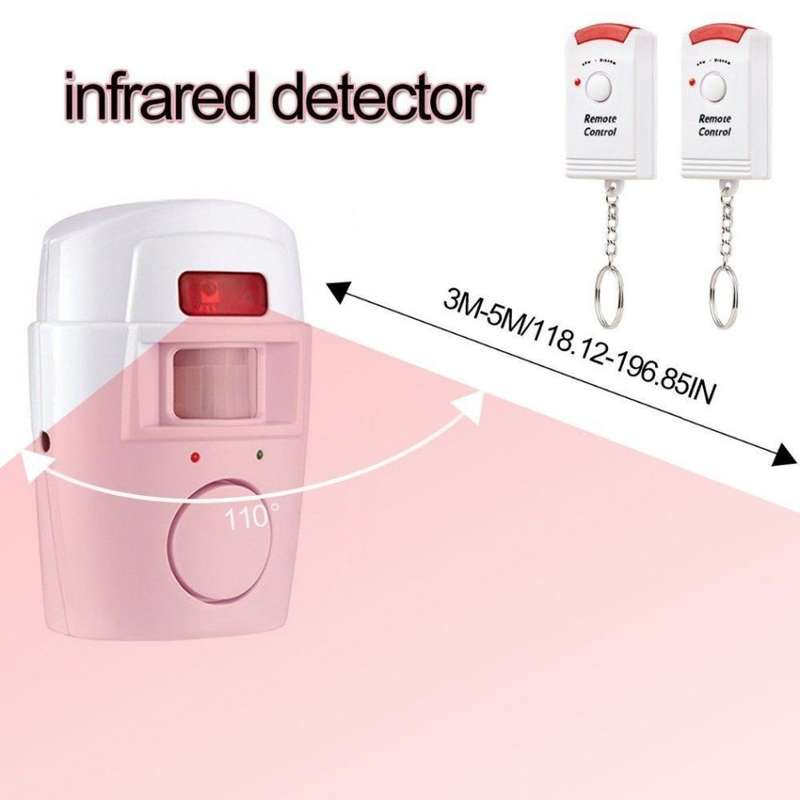 Wireless PIR Motion Sensor Alarm with 2 Remotes & Mount Bracket