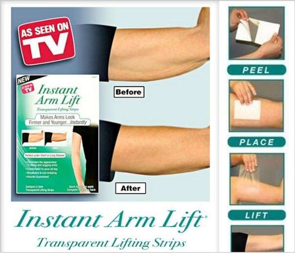 Why spend money on plastic surgery, injections and treatments when you can get an instant Arm Lift?