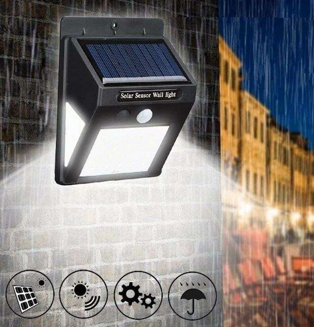 40 LED Solar Power Wall Light, PIR Motion Sensor, Waterproof, Night Sensor & Eco-friendly, 3 Modes