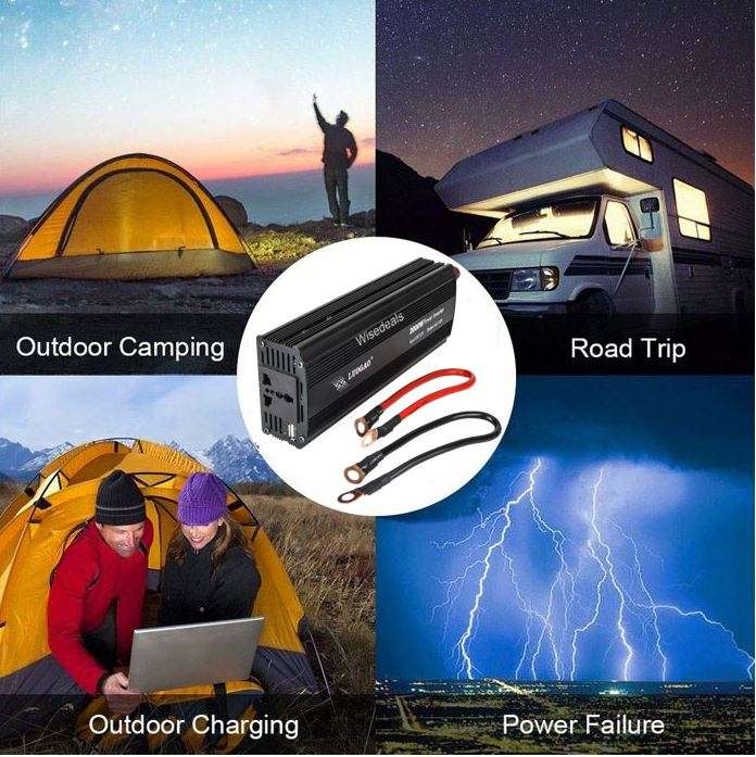 2000W Solar Power Inverter - Convert 12V DC to 220V AC (2000W Continious Power & 4000W Peak Power)