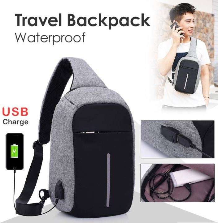 Anti-Theft Sling Backpack with USB Interface