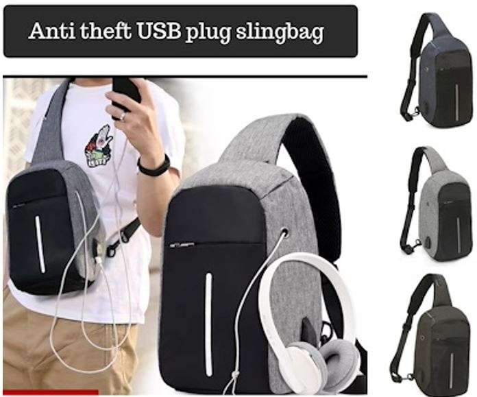 Anti-Theft Sling Backpack with USB Interface