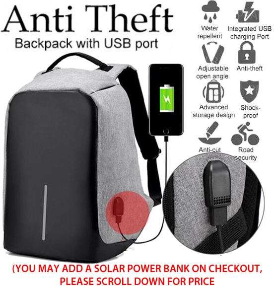 Anti-Theft USB Backpack with Reflective Strips & Multiple Storage Compartments