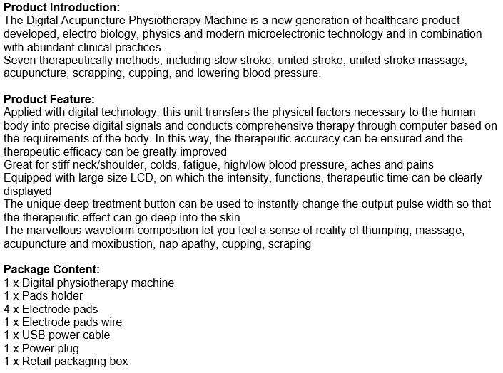 Digital Electrode Therapy Machine for Pain, Sore Muscles, Acupuncture, Lower Blood Pressure etc.