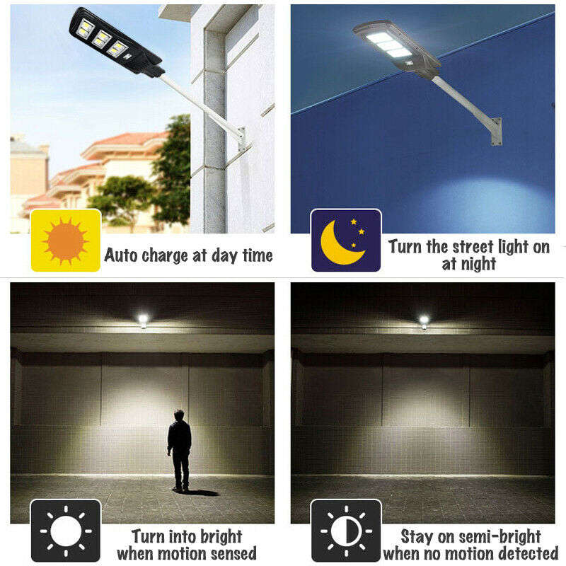 90Watt LED SOLAR Street Light with Remote, PIR, Motion Sensor, Waterproof with 3 Lighting Modes