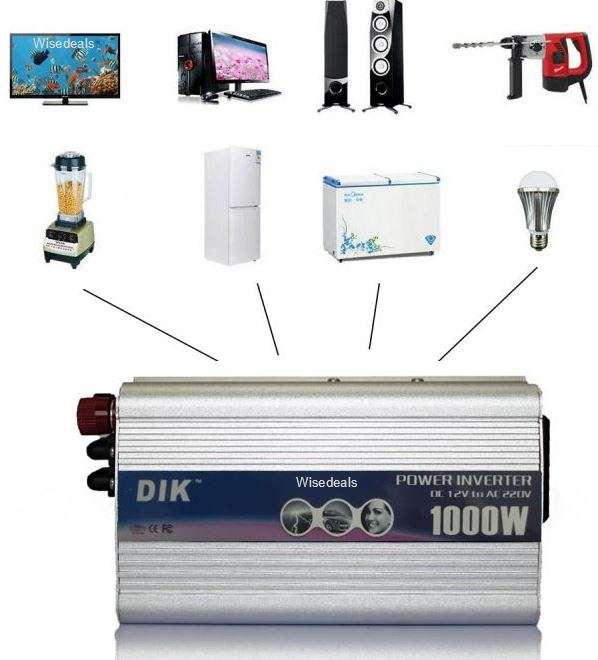 Solar Power Inverter - Convert 12V DC to 220V AC - 1000W Continious Power & 2000W Peak Power)
