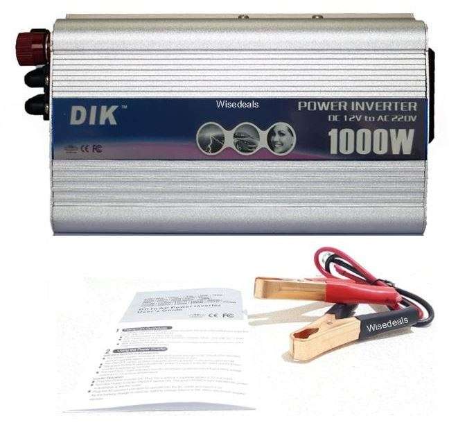 Solar Power Inverter - Convert 12V DC to 220V AC - 1000W Continious Power & 2000W Peak Power)