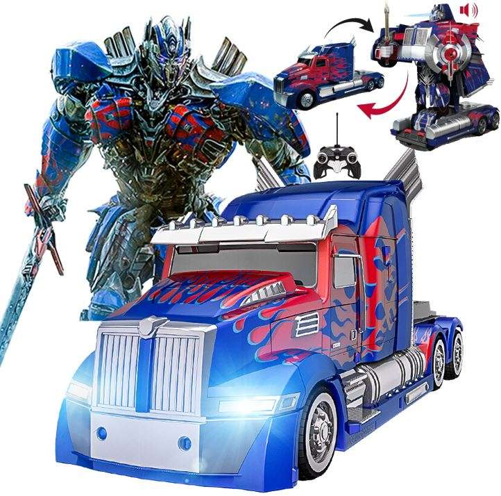 Large 2.4Ghz R/C Optimus Prime Transformer Robot Truck, Xenon lights, 360° turn, one-key deformation