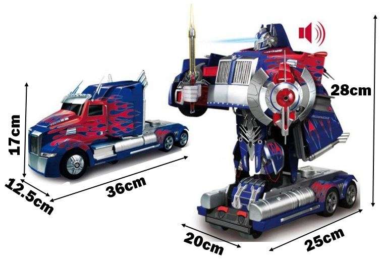 Large 2.4Ghz R/C Optimus Prime Transformer Robot Truck, Xenon lights, 360° turn, one-key deformation