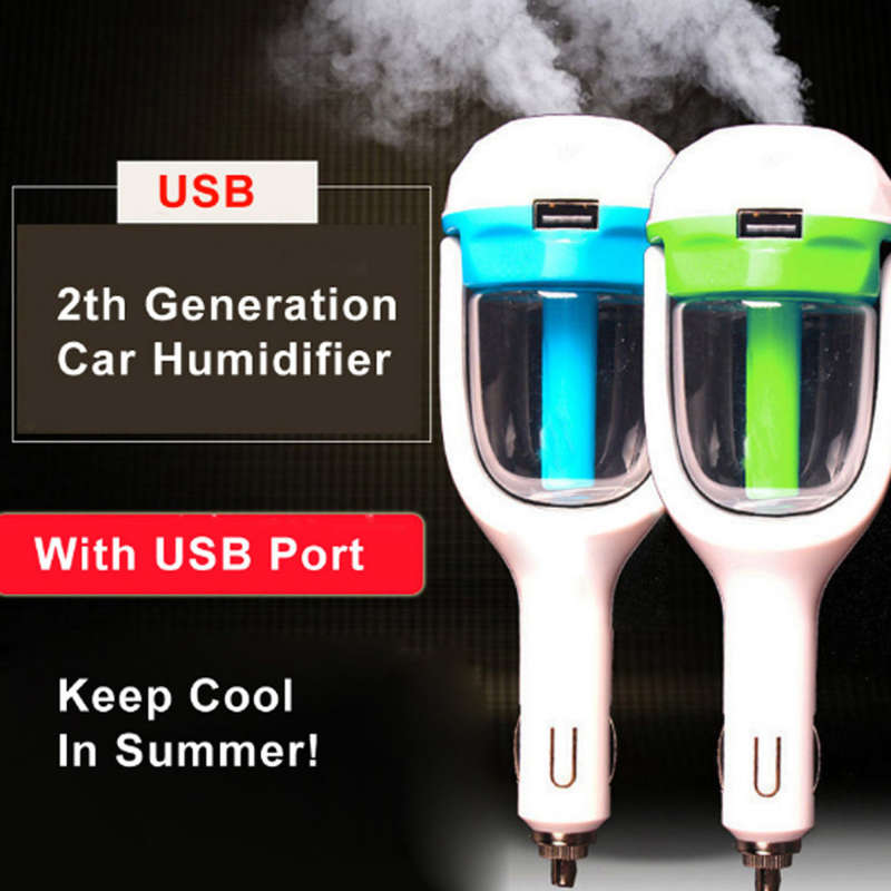 12V Car Steam Humidifier & Purifier & USB Phone Charger