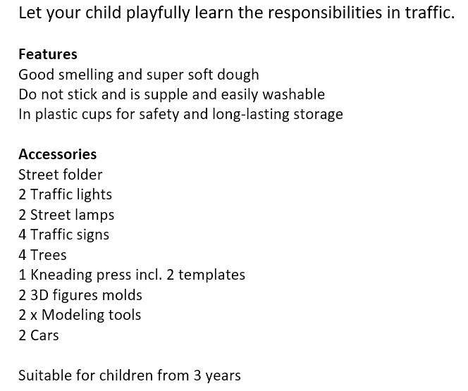Traffic City Dough Set - Let your Child Playfully Learn the Responsibilities in Traffic