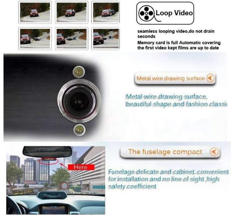 HD Car Camera & Recorder with G-Sensor, Loop Recording, Motion Detection etc.