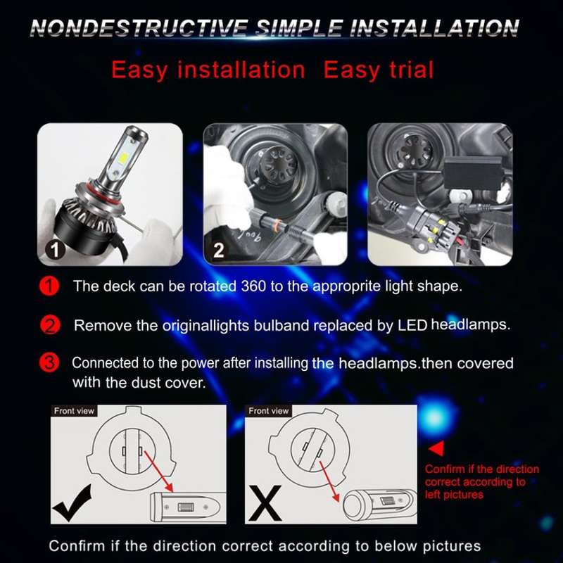 2 Piece LED Headlight Kit  Available in H1, H3, H4, H7 9005, 9006