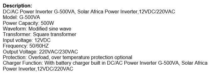 500W Solar Power Inverter WITH Build-in Battery Charger