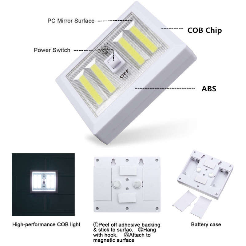 4 COB LED Super Bright Night Light, Easy to Install with Magnetic Base