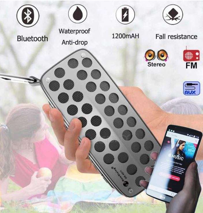 Waterproof Wireless Bluetooth Speaker Support FM Radio, USB, SD Card/Aux-in