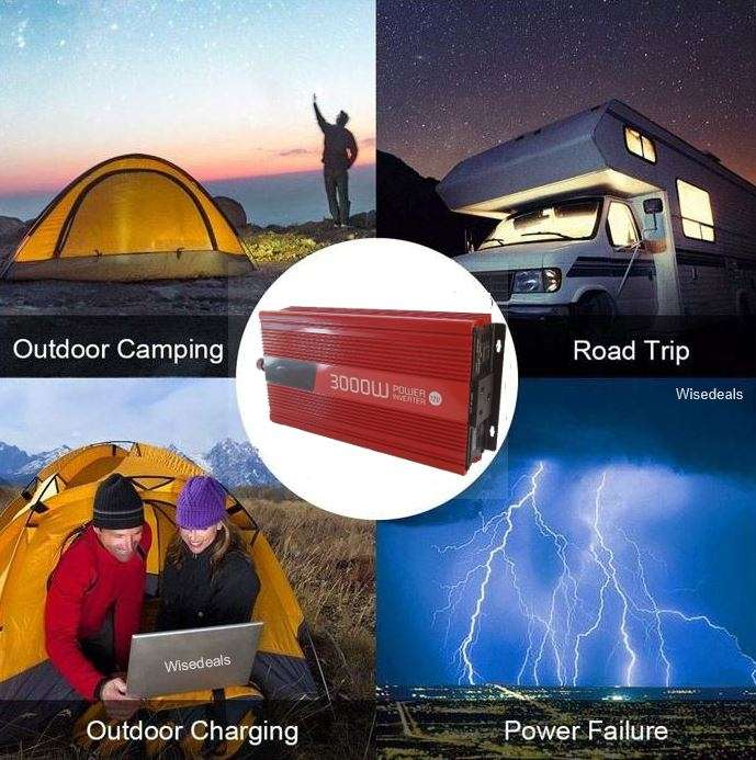 3000W Solar Power Inverter  3000W Constant Power & 6000W Surge Power, Convert 12V DC to 220V AC