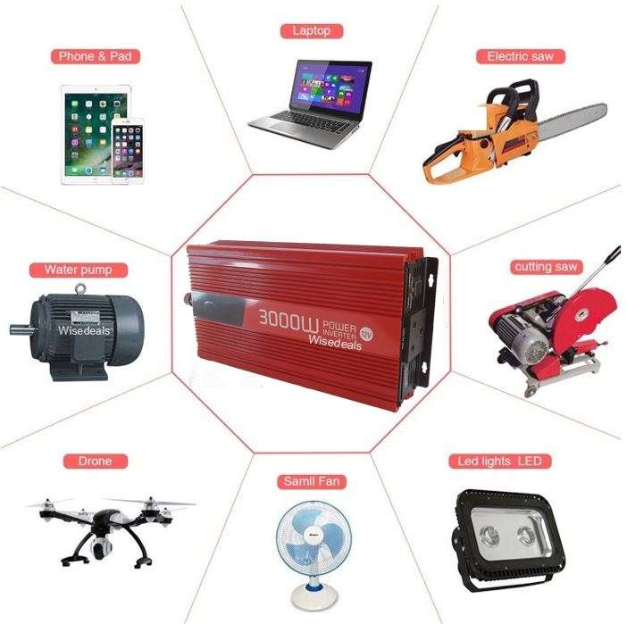 3000W Solar Power Inverter  3000W Constant Power & 6000W Surge Power, Convert 12V DC to 220V AC