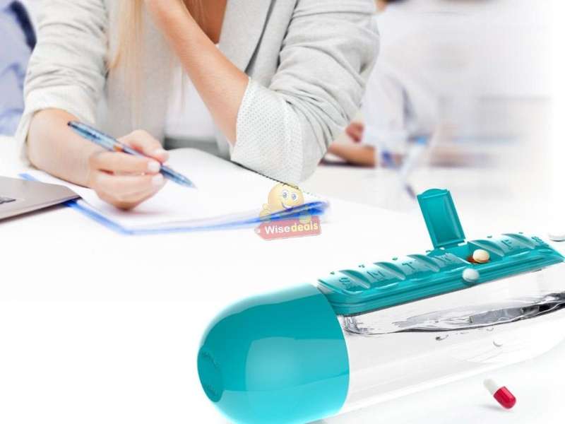 Water Bottle With Build-in Daily Pill Box Organizer  7 Compartments for each day of the week