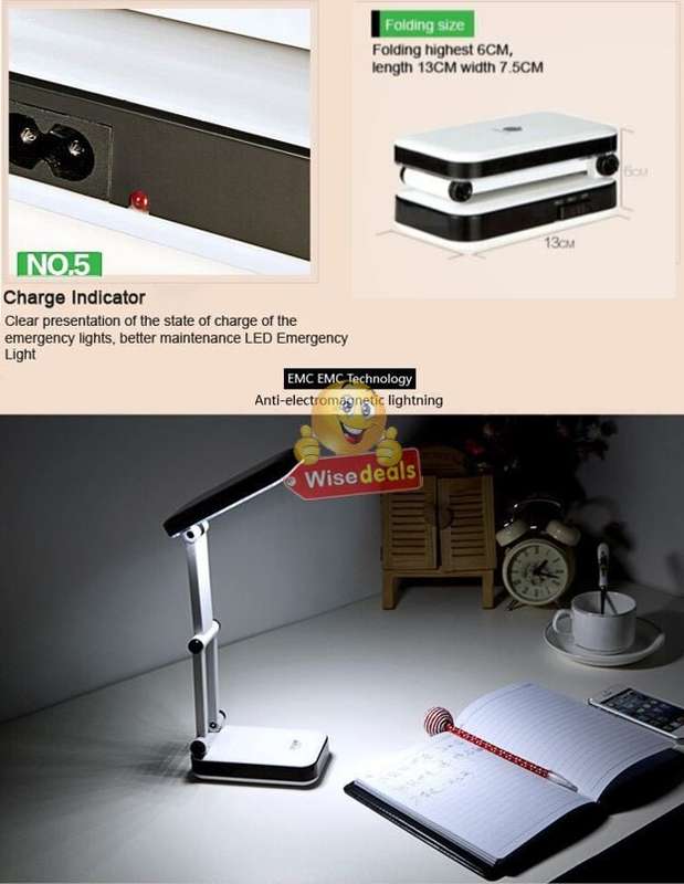 COB LED Rechargeable Folding Lamp with Sensitive Touch Brightness Control & Power Bank Phone Charger